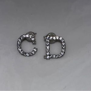 Designer inspired CZ initial stud earrings